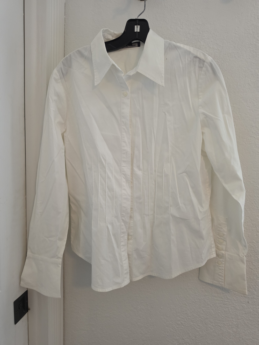 Anne Klein White Women's Pintuck Button-Down Shirt